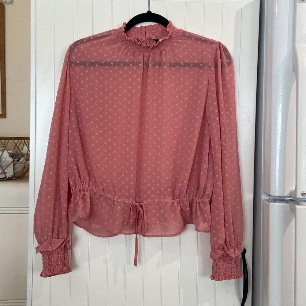 ♥️ HOST PICK ♥️ H&M smocked neck and sleeve sheer blouse 12
